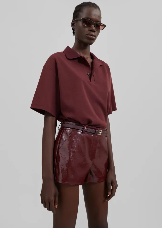 Women Dianne Polo Shirt 8211 Burgundy The Frankie Shop Tops