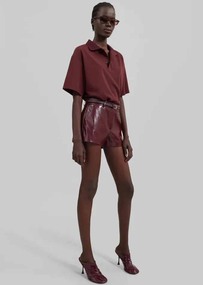 Women Dianne Polo Shirt 8211 Burgundy The Frankie Shop Tops