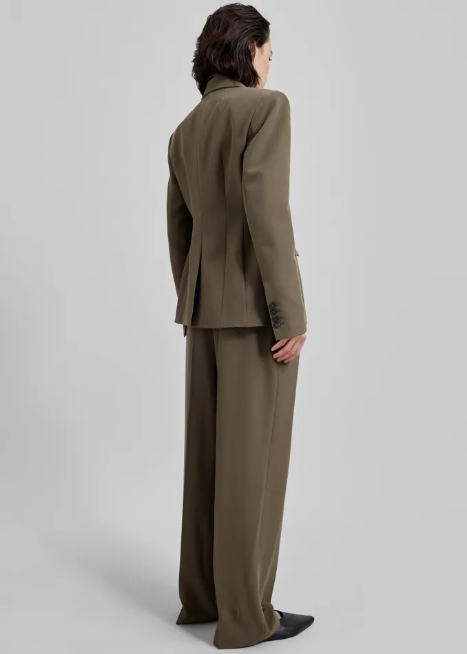Women Dina Double Breasted Blazer 8211 Khaki The Frankie Shop Outerwear