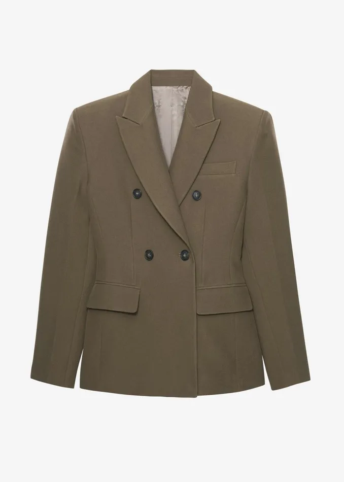 Women Dina Double Breasted Blazer 8211 Khaki The Frankie Shop Outerwear