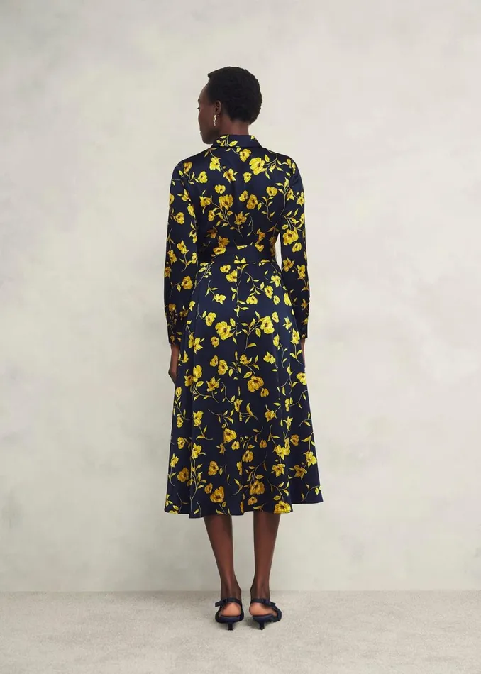Women Dresses and Jumpsuits Hobbs Amelia Shirt Dress Navy Yellow