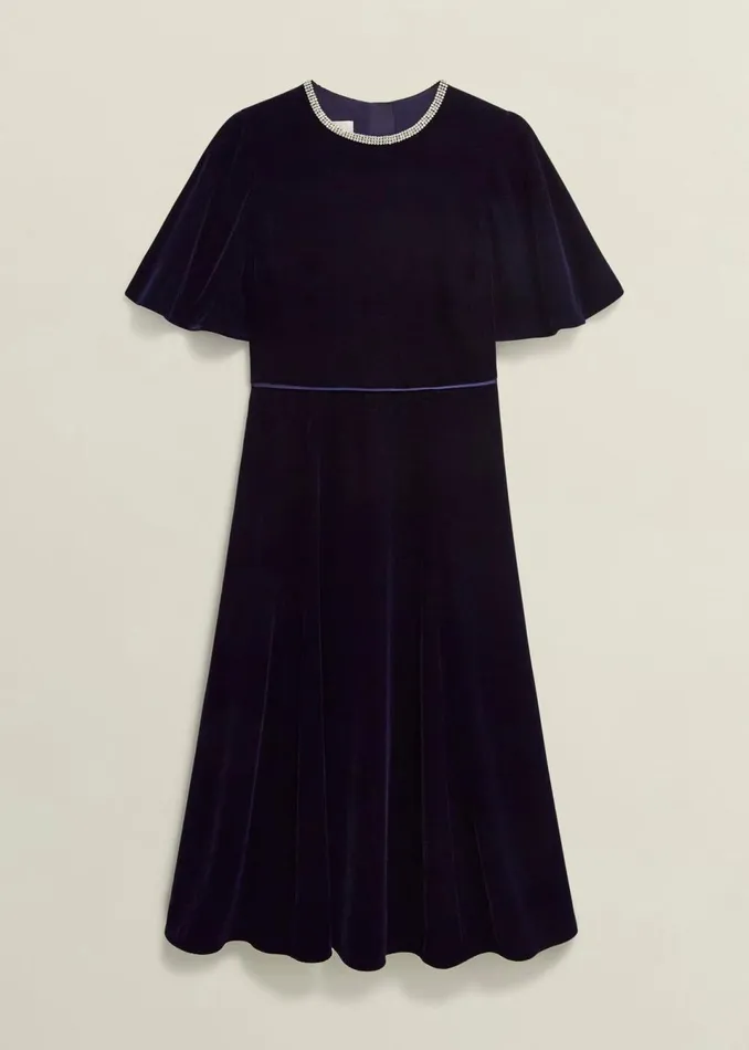 Women Dresses and Jumpsuits Hobbs Catalina Velvet Dress Midnight Navy