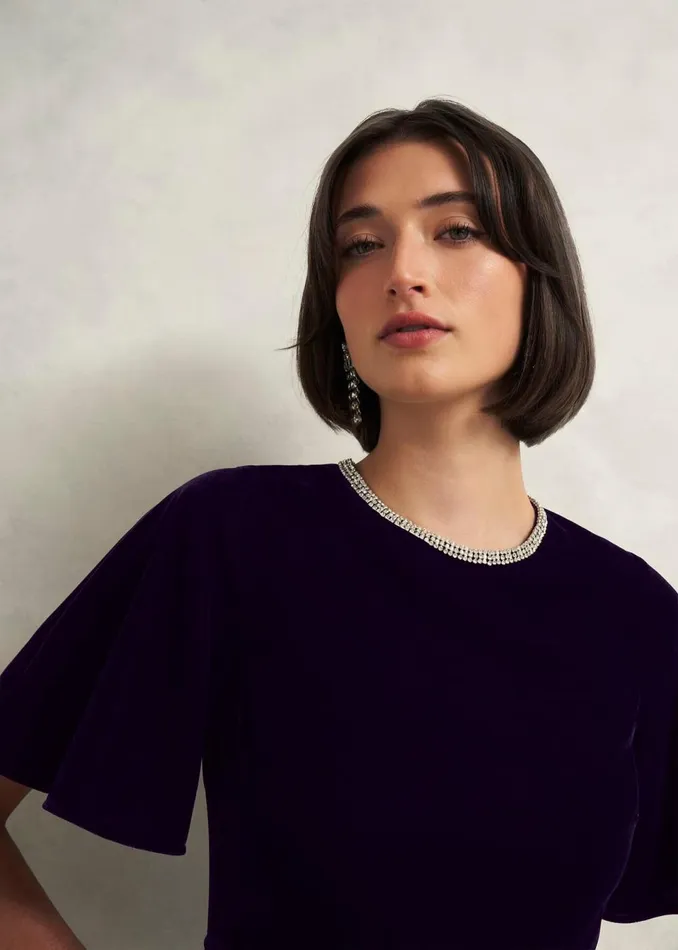 Women Dresses and Jumpsuits Hobbs Catalina Velvet Dress Midnight Navy
