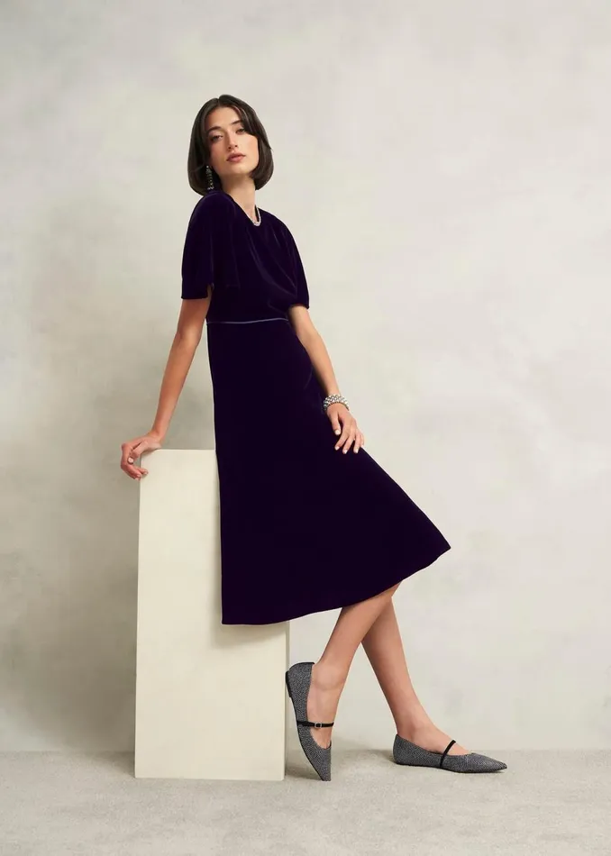 Women Dresses and Jumpsuits Hobbs Catalina Velvet Dress Midnight Navy