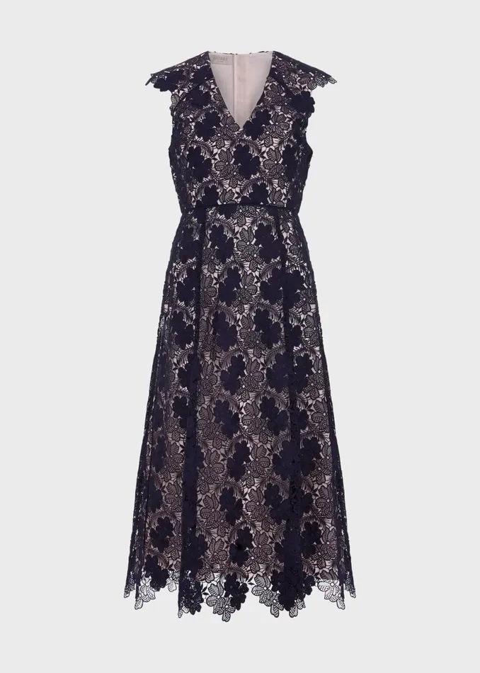 Women Dresses and Jumpsuits Hobbs Hannah Lace Dress Navy Pale Pink
