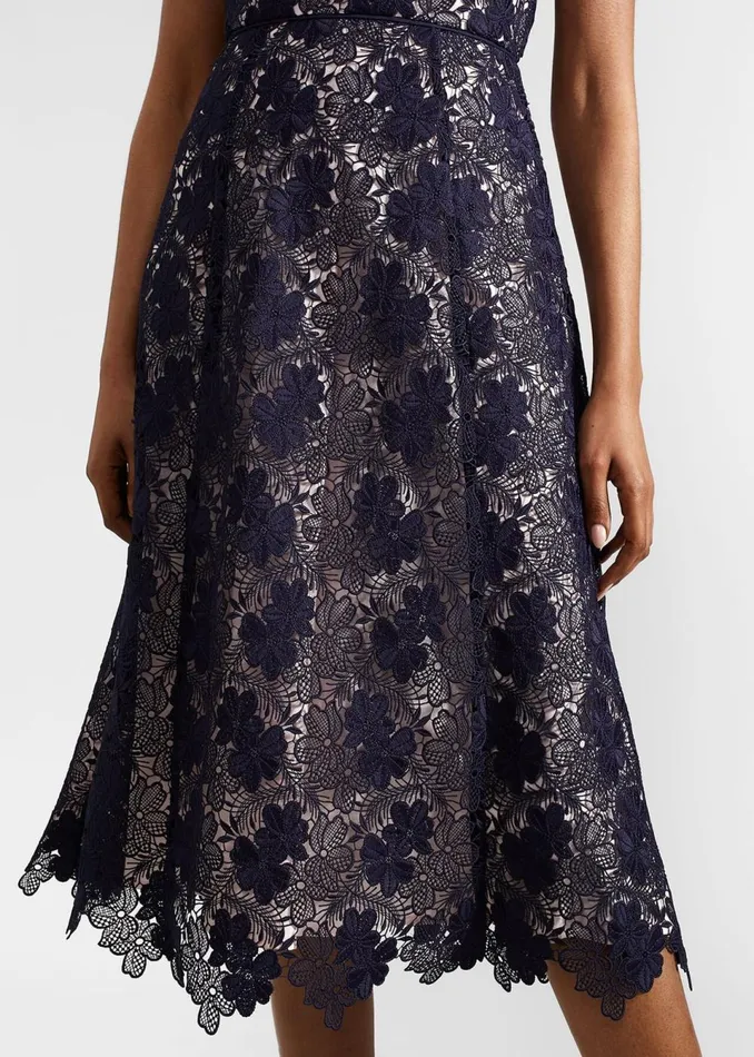 Women Dresses and Jumpsuits Hobbs Hannah Lace Dress Navy Pale Pink