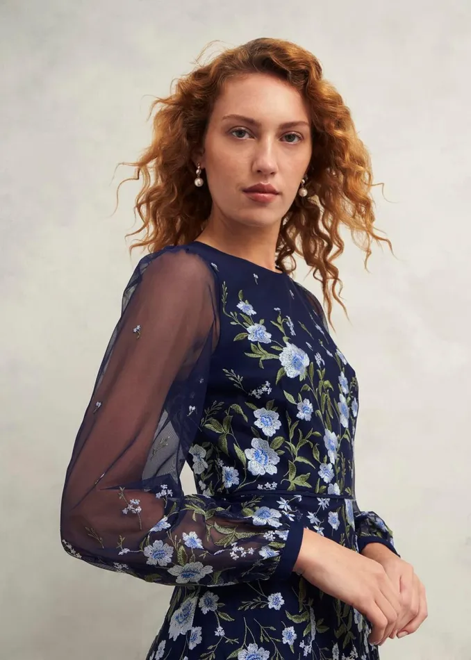 Women Dresses and Jumpsuits Hobbs Lois Embroidered Dress Midnight Multi
