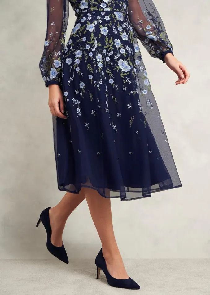 Women Dresses and Jumpsuits Hobbs Lois Embroidered Dress Midnight Multi