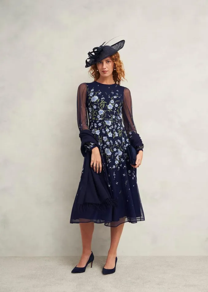 Women Dresses and Jumpsuits Hobbs Lois Embroidered Dress Midnight Multi