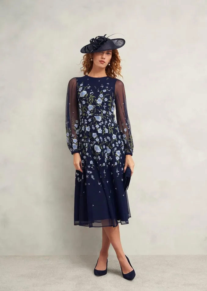 Women Dresses and Jumpsuits Hobbs Lois Embroidered Dress Midnight Multi