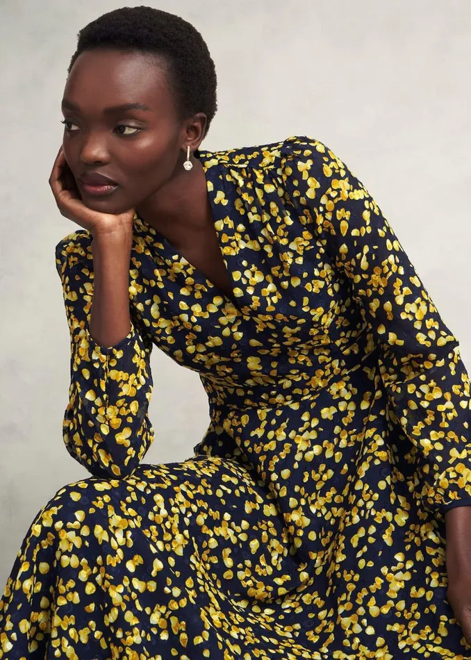 Women Dresses and Jumpsuits Hobbs Petite Aurora Dress Navy Yellow