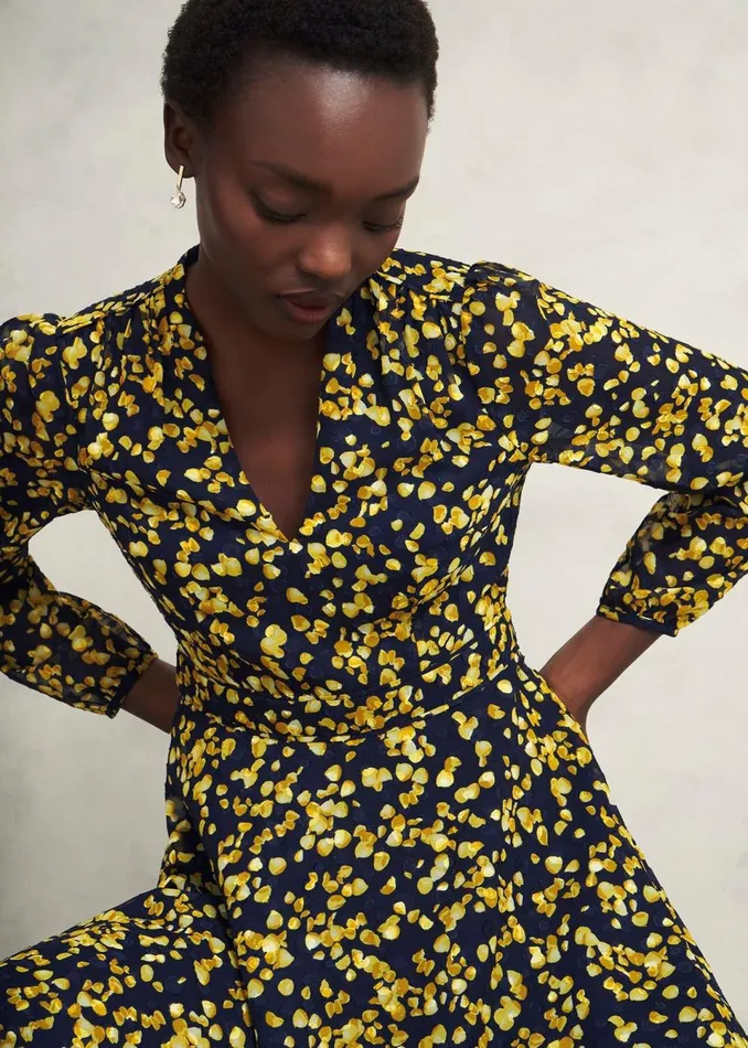 Women Dresses and Jumpsuits Hobbs Petite Aurora Dress Navy Yellow