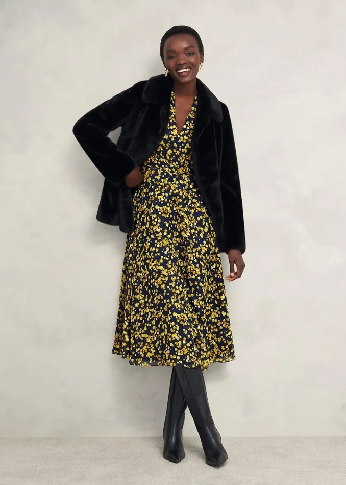 Women Dresses and Jumpsuits Hobbs Petite Aurora Dress Navy Yellow