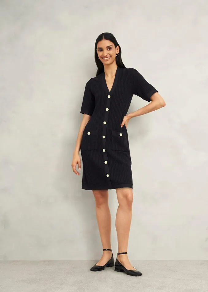Women Dresses and Jumpsuits Hobbs Tatton Cotton Blend Knitted Dress Black