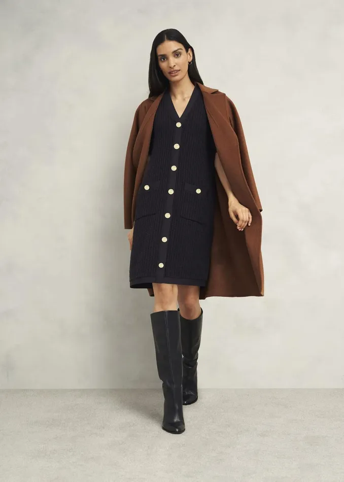 Women Dresses and Jumpsuits Hobbs Tatton Cotton Blend Knitted Dress Black