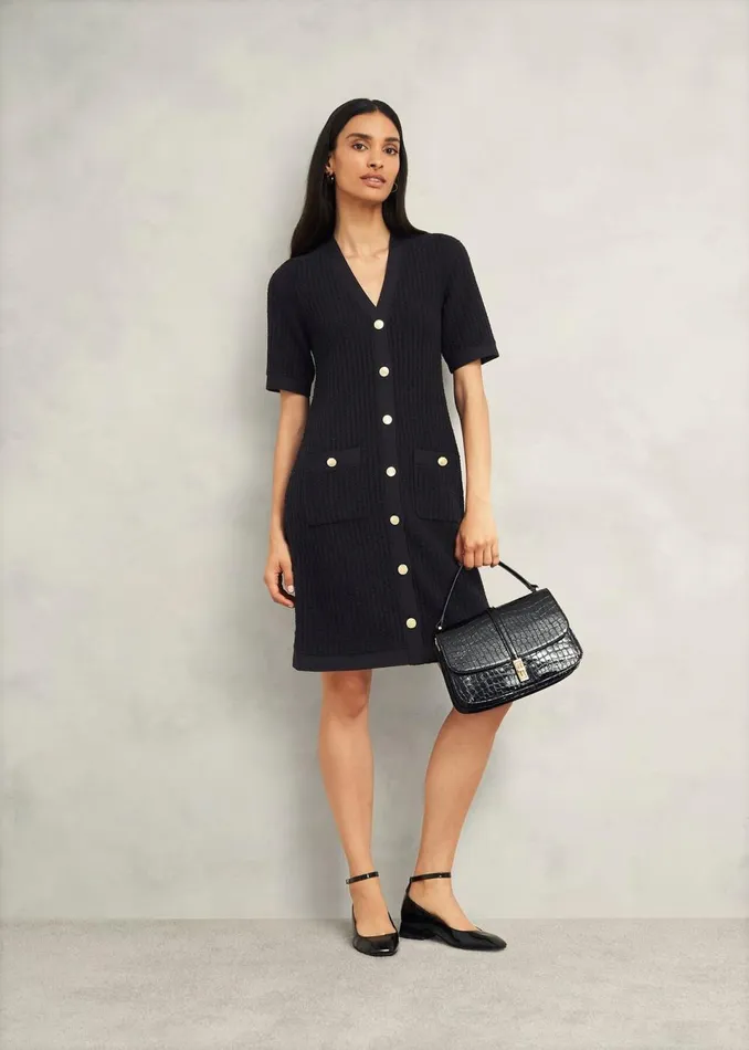 Women Dresses and Jumpsuits Hobbs Tatton Cotton Blend Knitted Dress Black