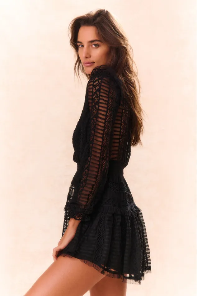 Women Dresses LoveShackFancy Alonsa LaceDetailed Mini Dress Black