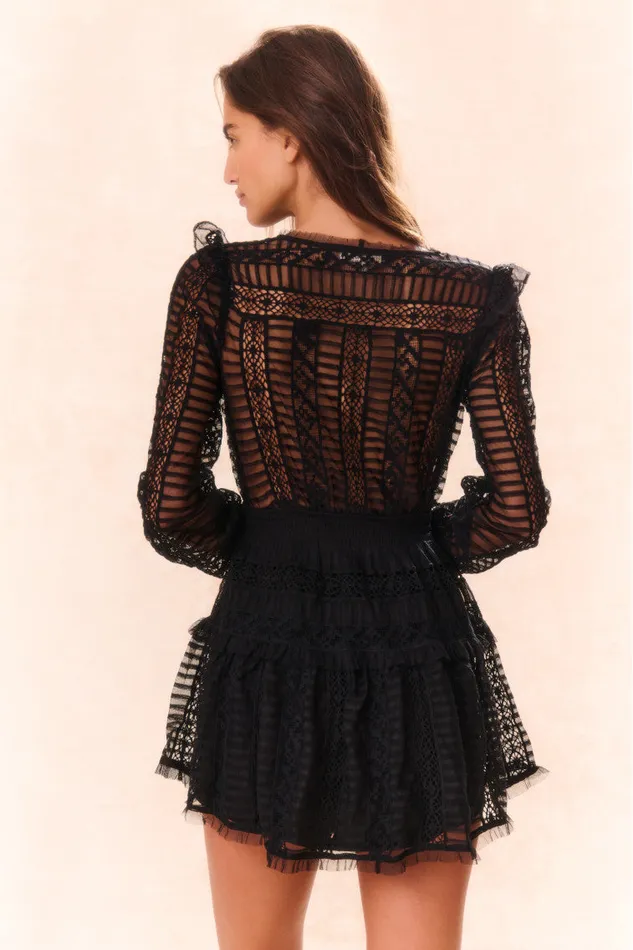 Women Dresses LoveShackFancy Alonsa LaceDetailed Mini Dress Black