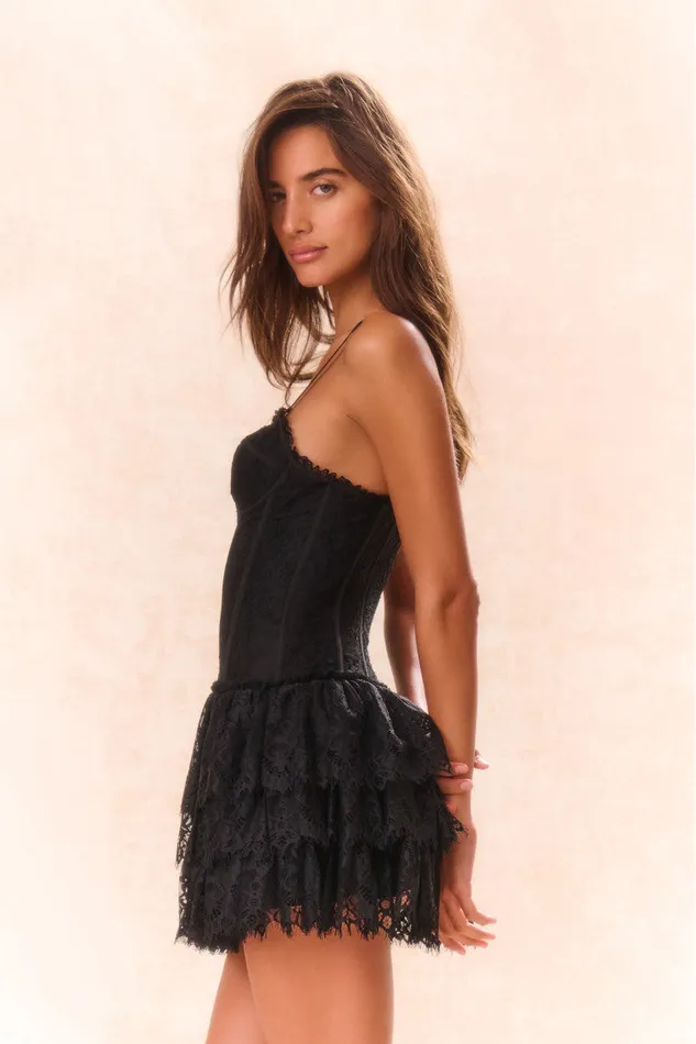 Women Dresses LoveShackFancy Carlene Lace Bustier Mini Dress Black