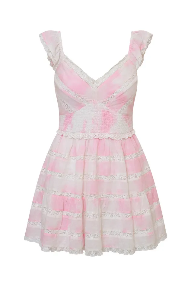 Women Dresses LoveShackFancy Finny Hand Dyed Mini Dress Peony Pink Hand Dye