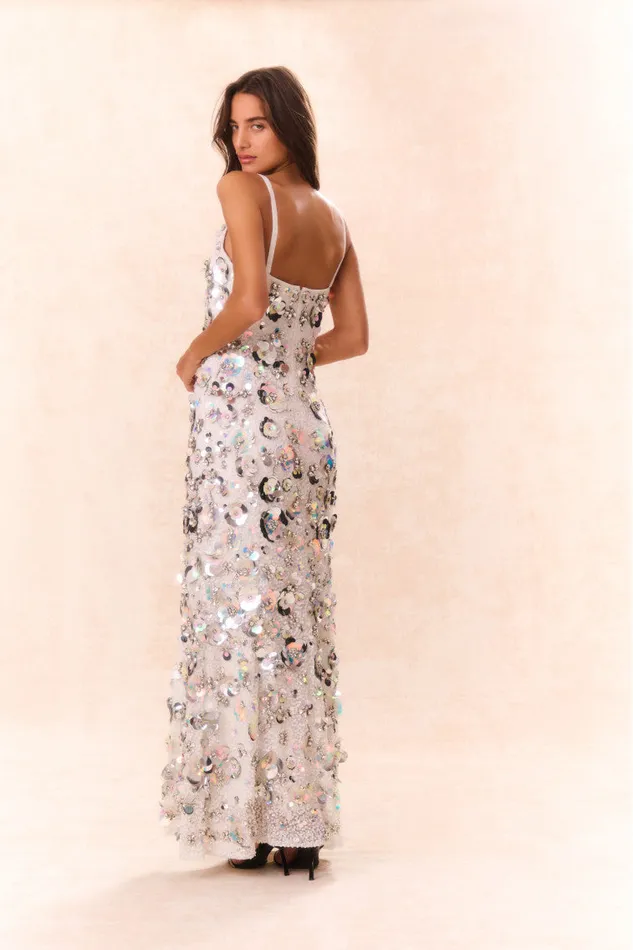 Women Dresses LoveShackFancy Hubbard Embellished Dress Silver