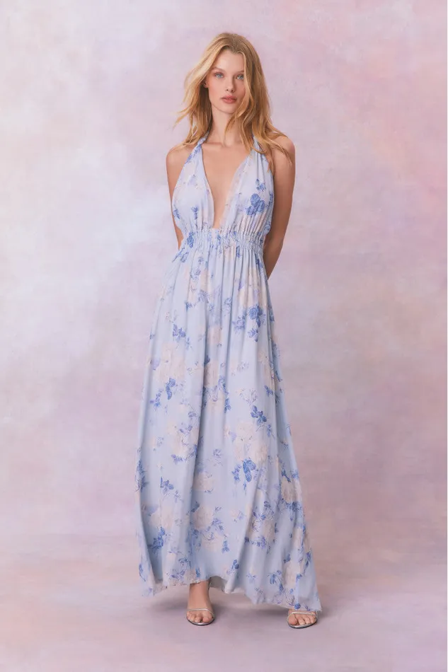 Women Dresses LoveShackFancy Love Fragrance Halter Maxi Dress Whisper Blue
