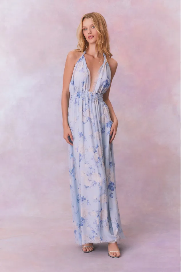 Women Dresses LoveShackFancy Love Fragrance Halter Maxi Dress Whisper Blue