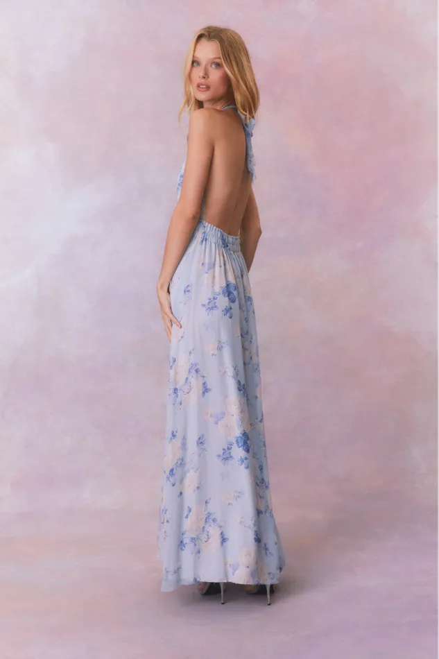 Women Dresses LoveShackFancy Love Fragrance Halter Maxi Dress Whisper Blue