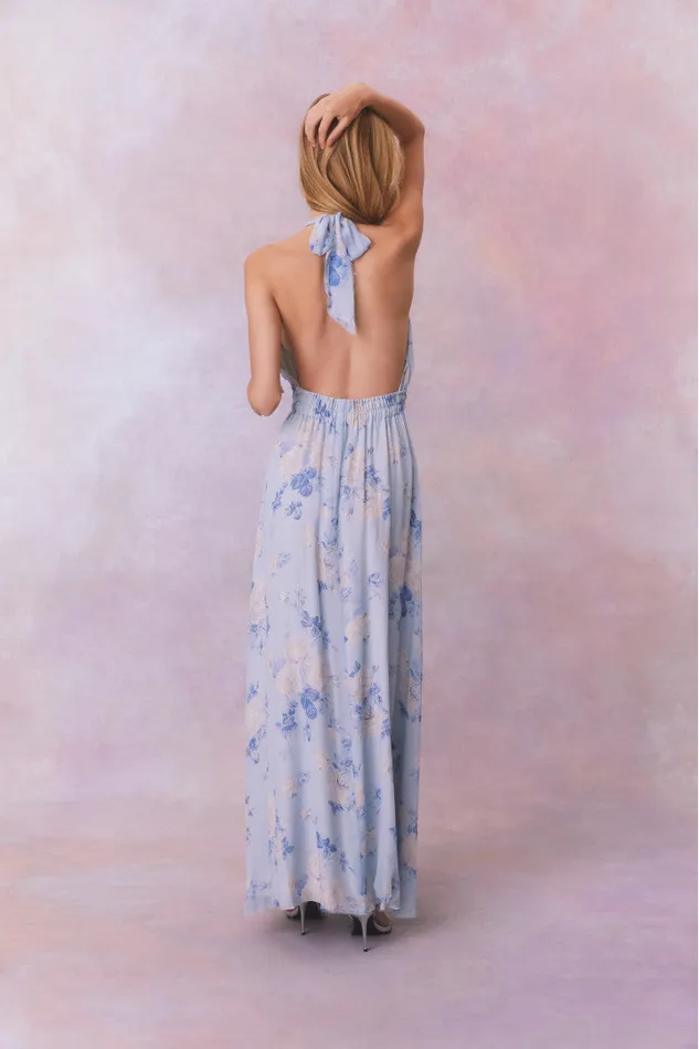 Women Dresses LoveShackFancy Love Fragrance Halter Maxi Dress Whisper Blue