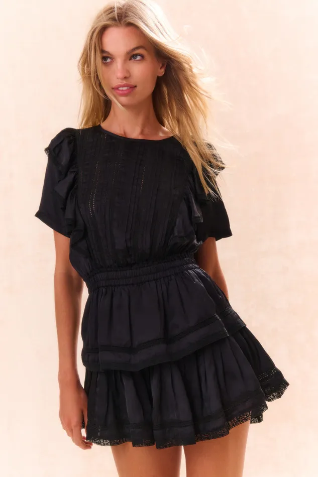 Women Dresses LoveShackFancy Natasha Cotton Ruffle Dress Black