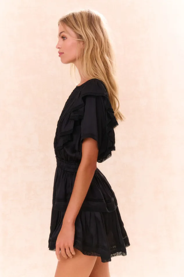 Women Dresses LoveShackFancy Natasha Cotton Ruffle Dress Black