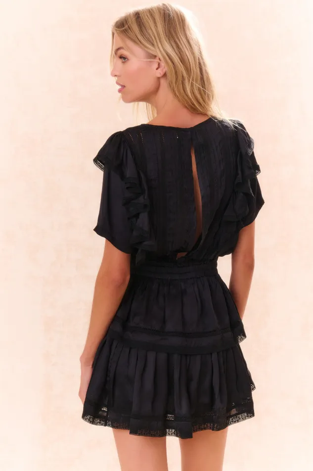 Women Dresses LoveShackFancy Natasha Cotton Ruffle Dress Black
