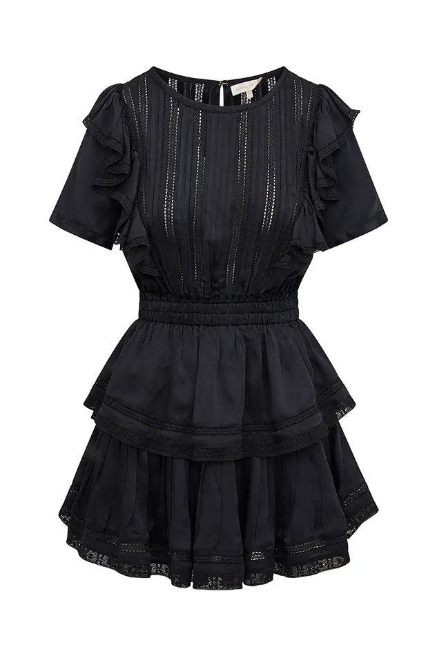 Women Dresses LoveShackFancy Natasha Cotton Ruffle Dress Black