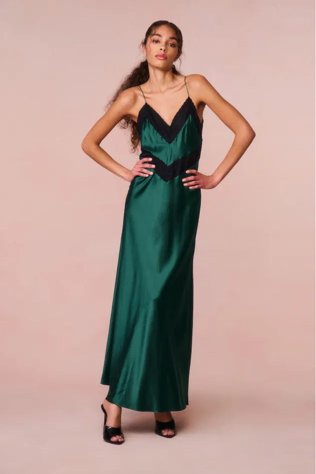 Women Dresses LoveShackFancy Serita LaceTrimmed Maxi Dress Emerald Green