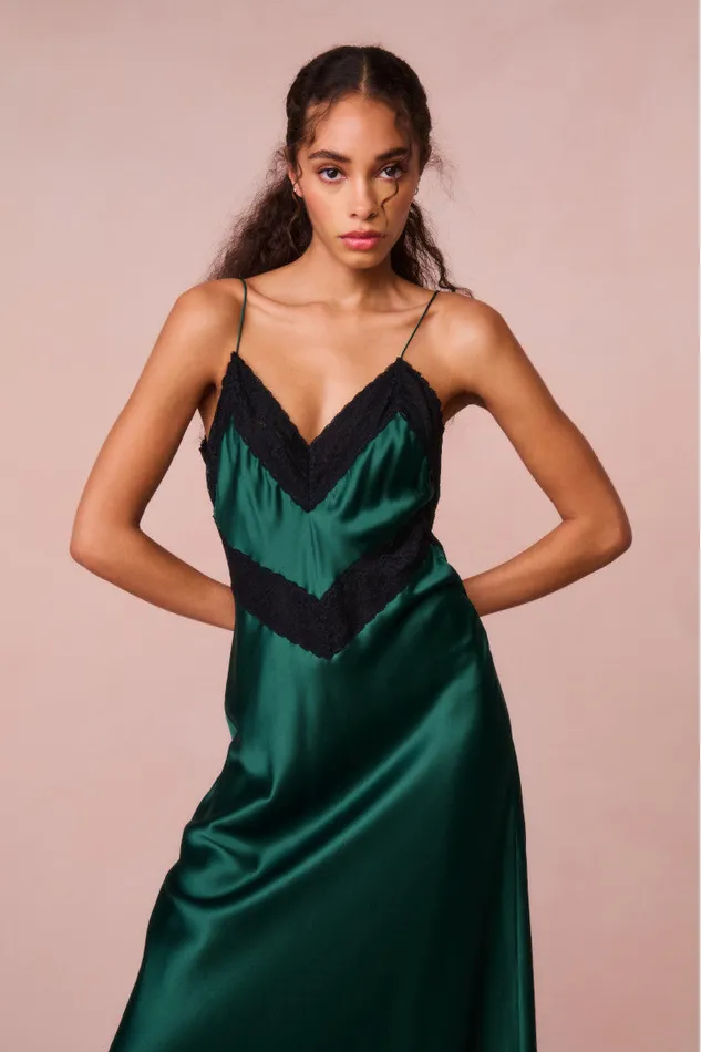 Women Dresses LoveShackFancy Serita LaceTrimmed Maxi Dress Emerald Green