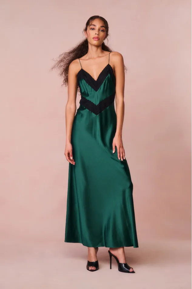 Women Dresses LoveShackFancy Serita LaceTrimmed Maxi Dress Emerald Green
