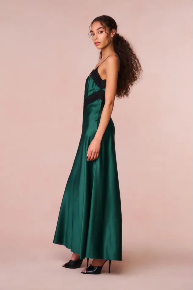 Women Dresses LoveShackFancy Serita LaceTrimmed Maxi Dress Emerald Green