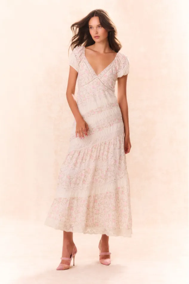 Women Dresses LoveShackFancy Verene Floral Maxi Dress Ivory Blossom