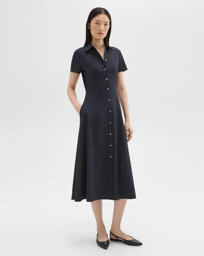 Women Dresses Theory Midi Shirt Dress In Good Linen Concord