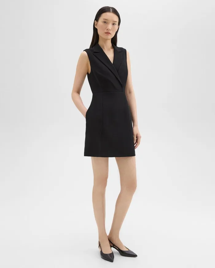 Women Dresses Theory Peak Lapel Mini Dress In Admiral Crepe Black