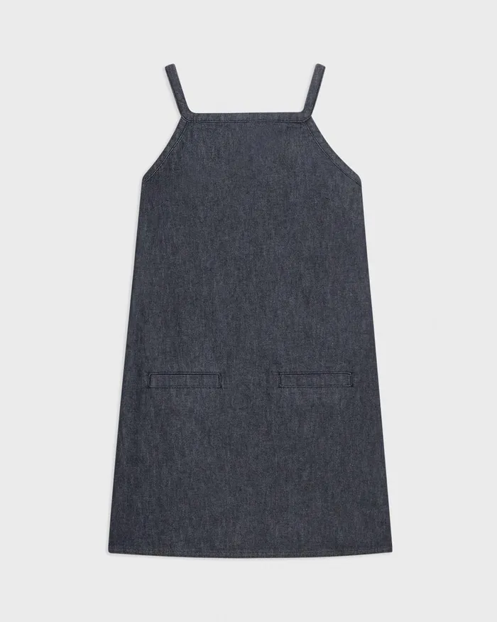 Women Dresses Theory Square Neck Mini Dress In Crisp Denim Indigo