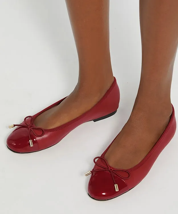 Women Dune London Ballet Pumps Toe Cap Ballet Pump Red