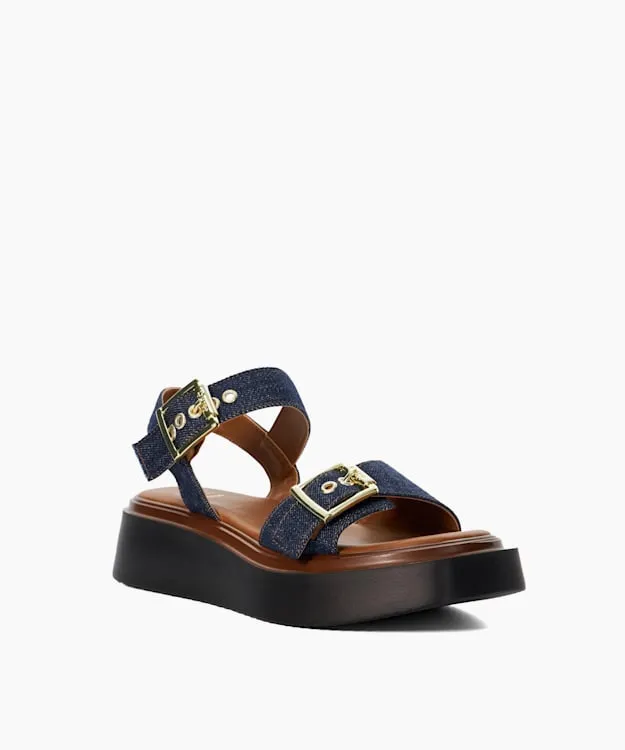 Women Dune London Chunky Sandals Casual Flatform Sandals Blue