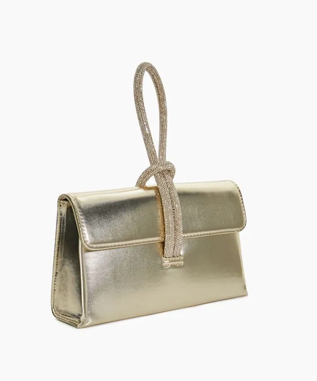 Women Dune London Clutch Bags DiamanteLoopHandle Grab Bag Metallic Synthetic