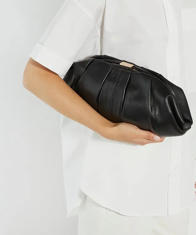 Women Dune London Clutch Bags Oversized Leather Handheld Clutch Black