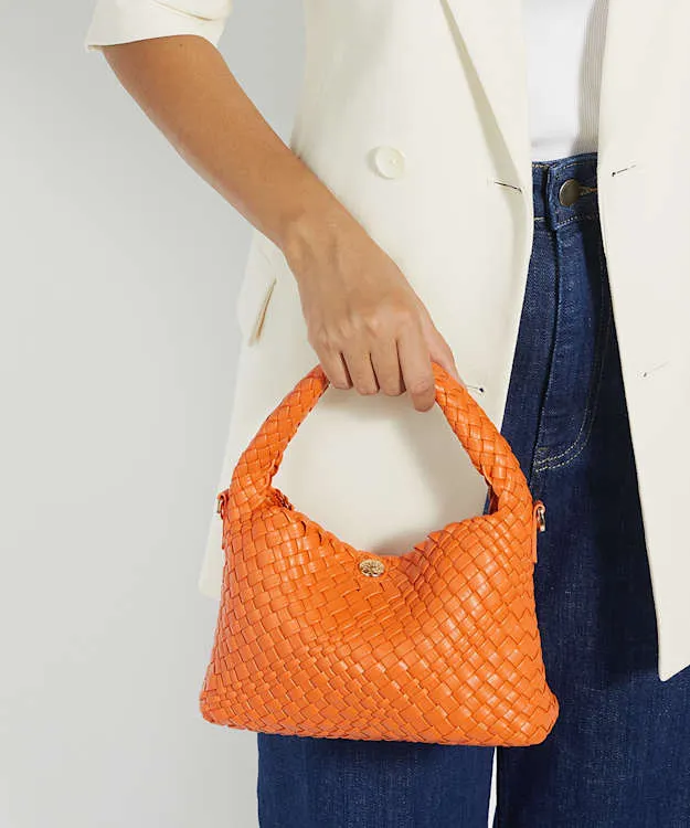 Women Dune London Deliberate Bags Mini Woven Grab Bag Orange
