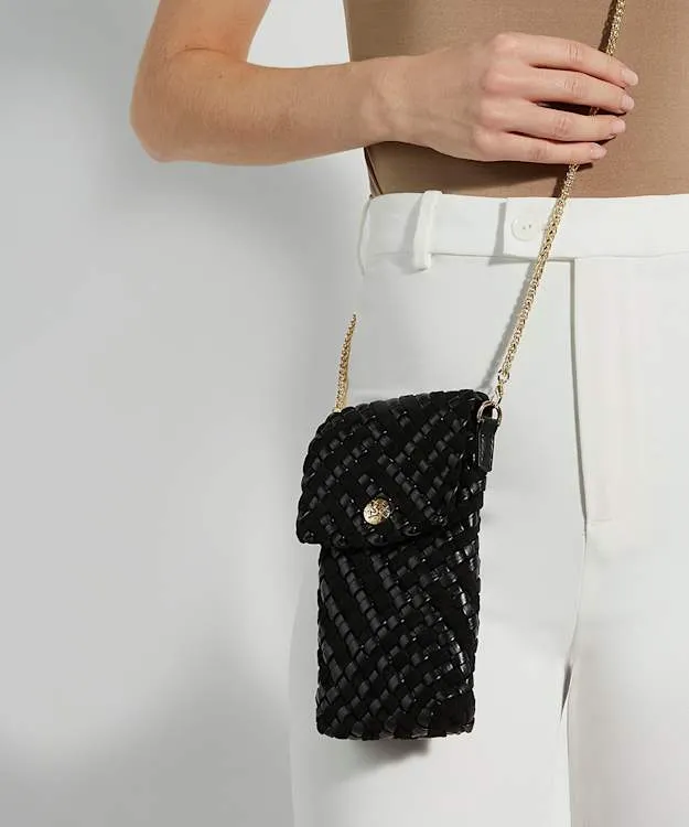 Women Dune London Deliberate Bags Woven Phone Cross Body Bag Black