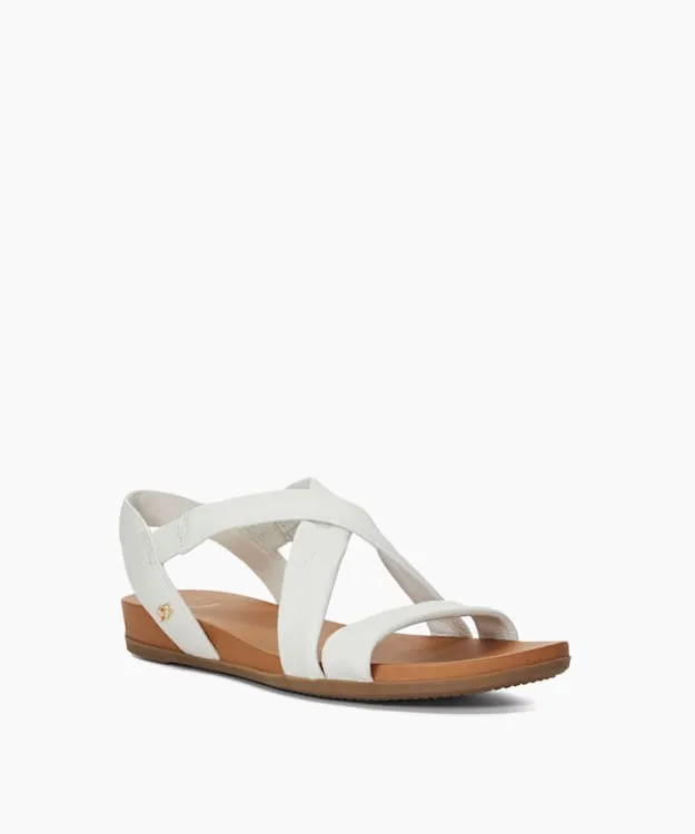 Women Dune London Flat Sandals Flat Leather Sandals White