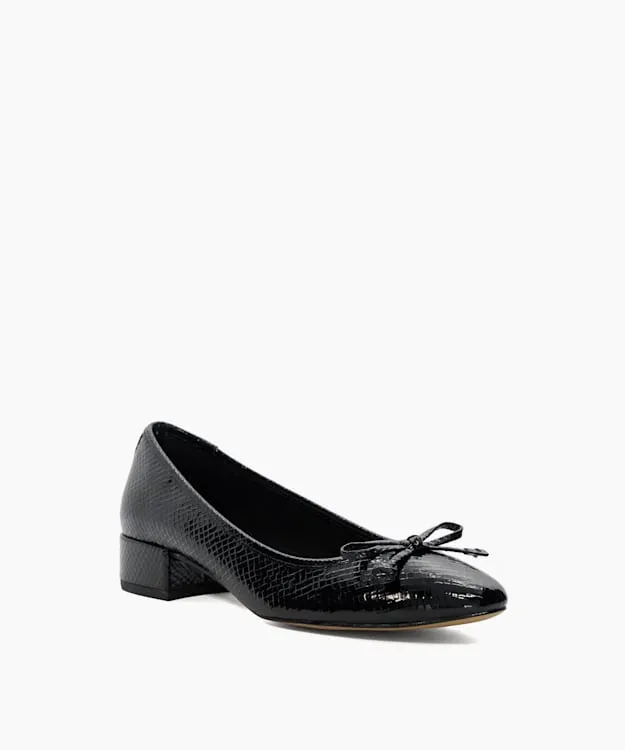 Women Dune London Flat Shoes Low Block Heel Ballet Flats Black Synthetic
