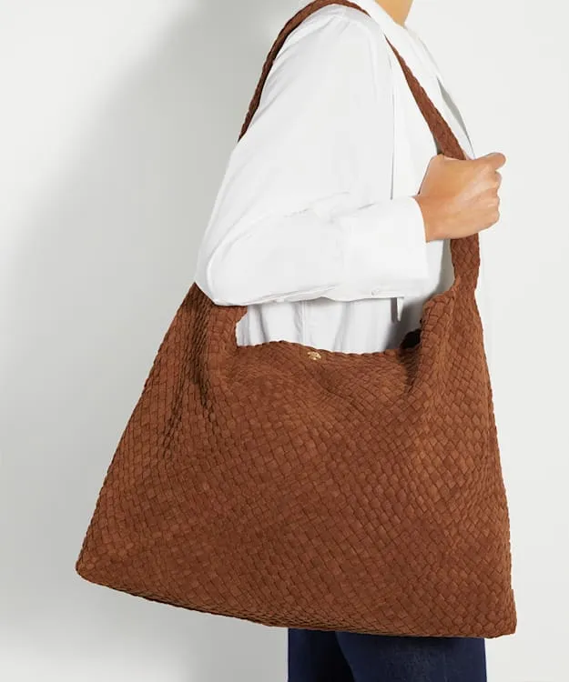 Women Dune London Handbags Extra Large Woven Shoulder Bag Brown